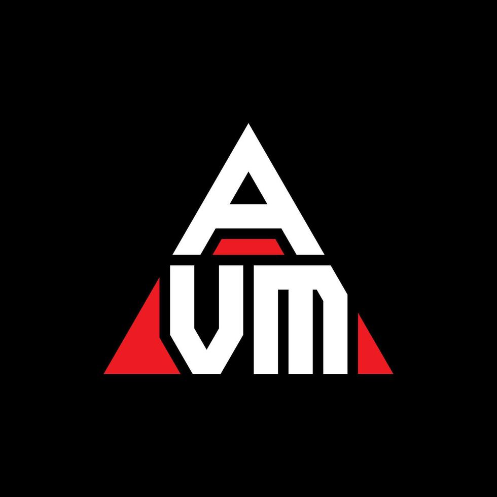 design del logo della lettera del triangolo avm con forma triangolare. monogramma avm triangolo logo design. modello di logo vettoriale triangolo avm con colore rosso. avm logo triangolare logo semplice, elegante e lussuoso.