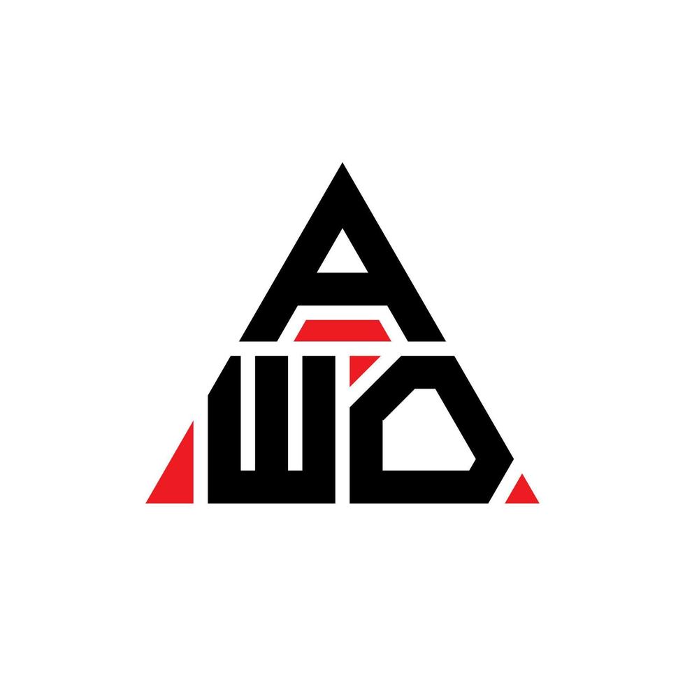 design del logo della lettera triangolare awo con forma triangolare. monogramma awo triangolo logo design. modello di logo vettoriale triangolo awo con colore rosso. logo triangolare awo logo semplice, elegante e lussuoso.