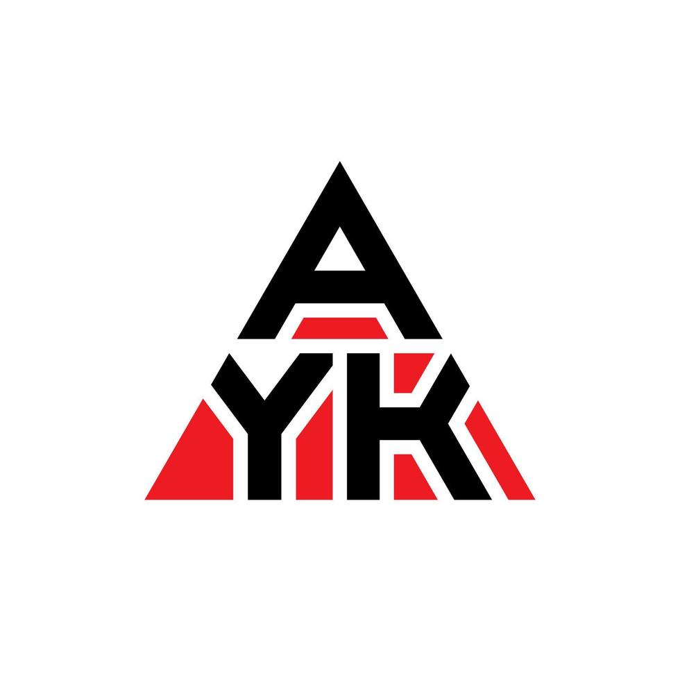 design del logo della lettera del triangolo ayk con forma triangolare. ayk triangolo logo design monogramma. modello di logo vettoriale triangolo ayk con colore rosso. logo triangolare ayk logo semplice, elegante e lussuoso.