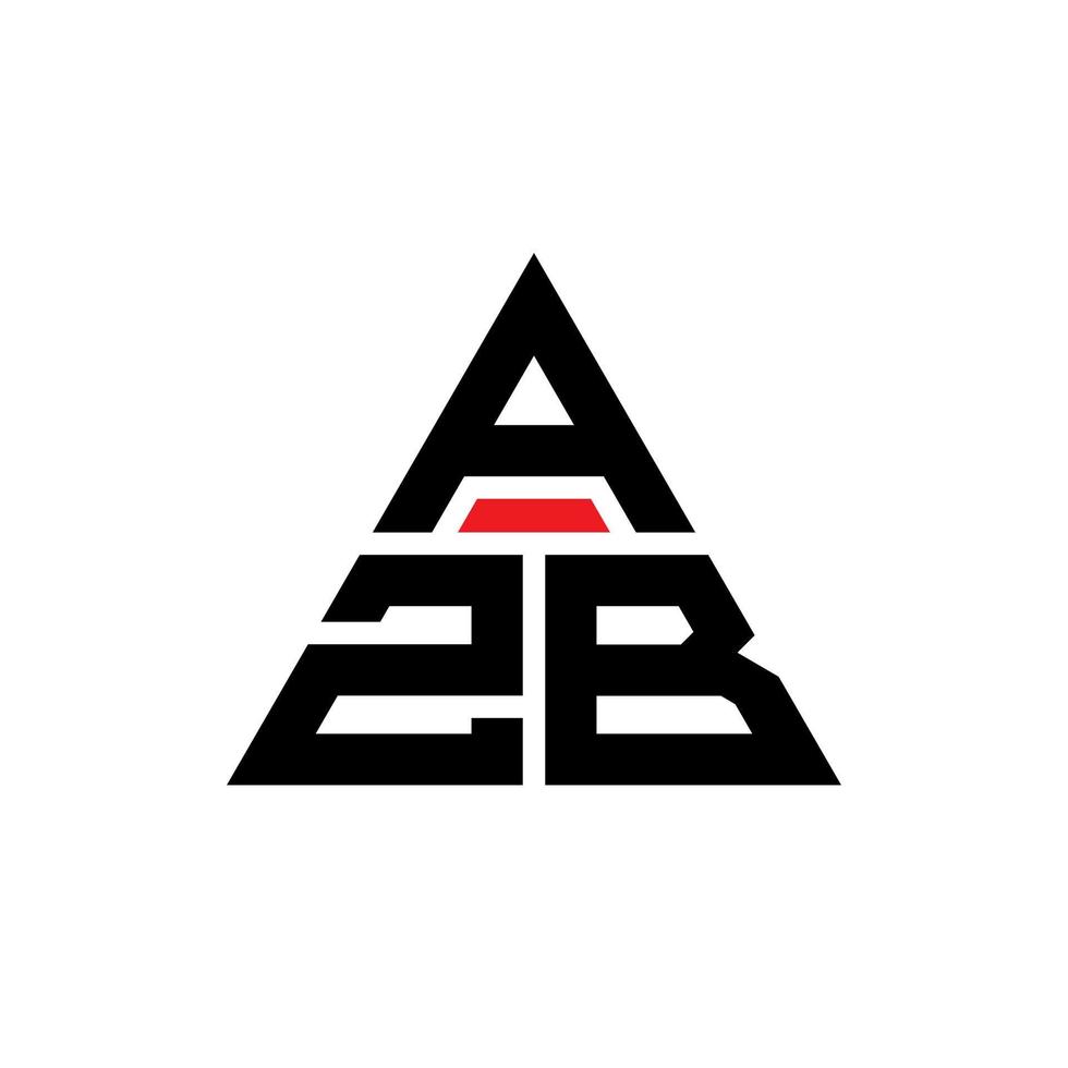 design del logo della lettera del triangolo azb con forma triangolare. monogramma azb triangolo logo design. modello di logo vettoriale triangolo azb con colore rosso. azb logo triangolare logo semplice, elegante e lussuoso.