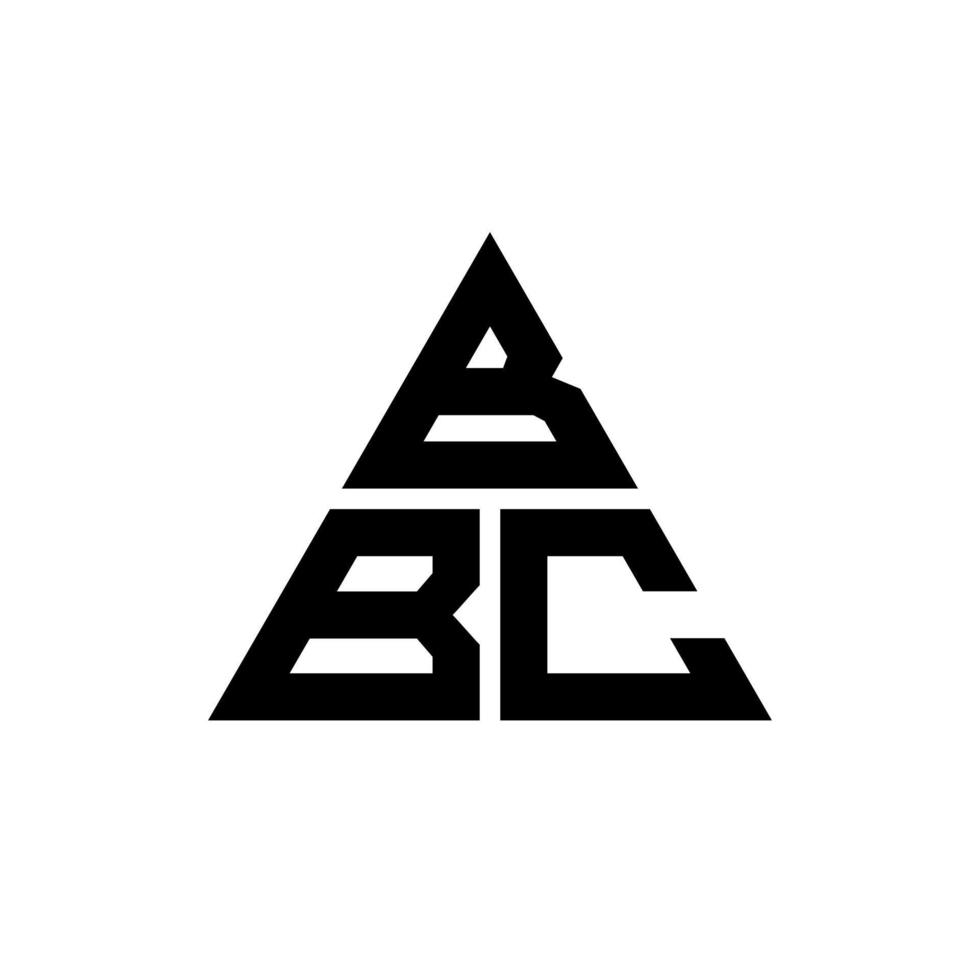 design del logo della lettera del triangolo della bbc con forma triangolare. monogramma del design del logo del triangolo bbc. modello di logo vettoriale triangolo bbc con colore rosso. logo triangolare bbc logo semplice, elegante e lussuoso.