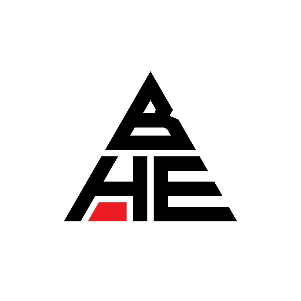design del logo della lettera triangolare bhe con forma triangolare. bhe triangolo logo design monogramma. bhe modello di logo vettoriale triangolo con colore rosso. bhe logo triangolare logo semplice, elegante e lussuoso.