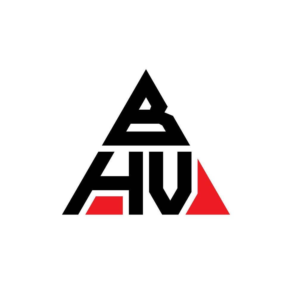 design del logo della lettera del triangolo bhv con forma triangolare. bhv triangolo logo design monogramma. modello di logo vettoriale triangolo bhv con colore rosso. logo triangolare bhv logo semplice, elegante e lussuoso.