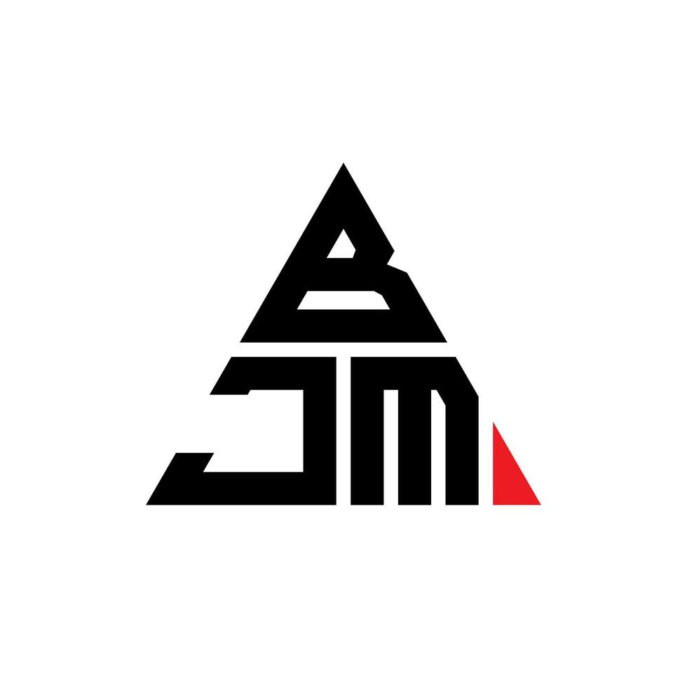 design del logo della lettera del triangolo bjm con forma triangolare. monogramma di design del logo del triangolo bjm. modello di logo vettoriale triangolo bjm con colore rosso. logo triangolare bjm logo semplice, elegante e lussuoso.