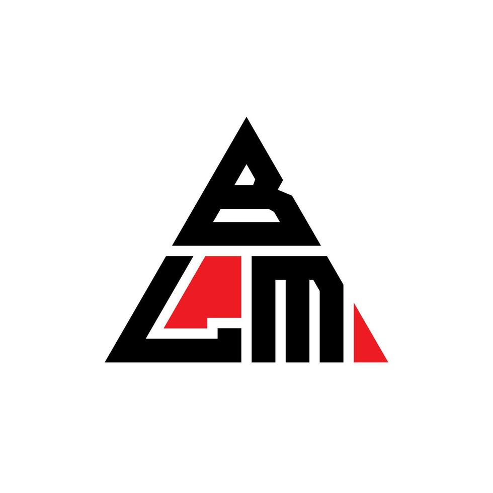 design del logo della lettera triangolare blm con forma triangolare. monogramma di design del logo del triangolo blm. modello di logo vettoriale triangolo blm con colore rosso. logo triangolare blm logo semplice, elegante e lussuoso.