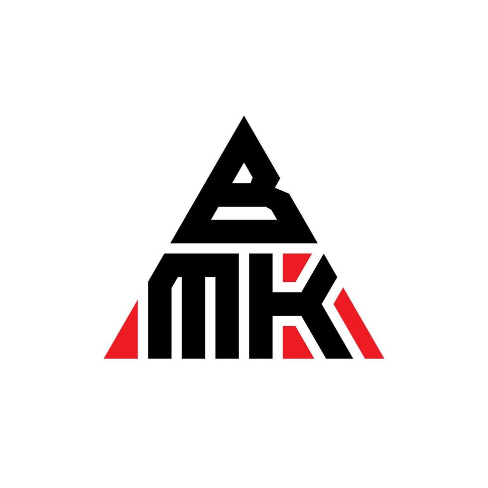 design del logo della lettera del triangolo bmk con forma triangolare. monogramma di design del logo del triangolo bmk. modello di logo vettoriale triangolo bmk con colore rosso. logo triangolare bmk logo semplice, elegante e lussuoso.