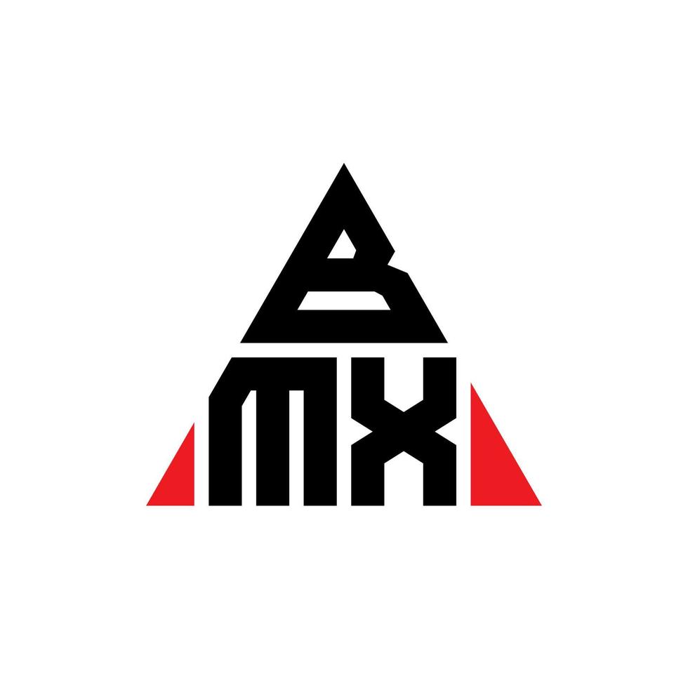 design del logo della lettera triangolare bmx con forma triangolare. bmx triangolo logo design monogramma. modello di logo vettoriale triangolo bmx con colore rosso. logo triangolare bmx logo semplice, elegante e lussuoso.