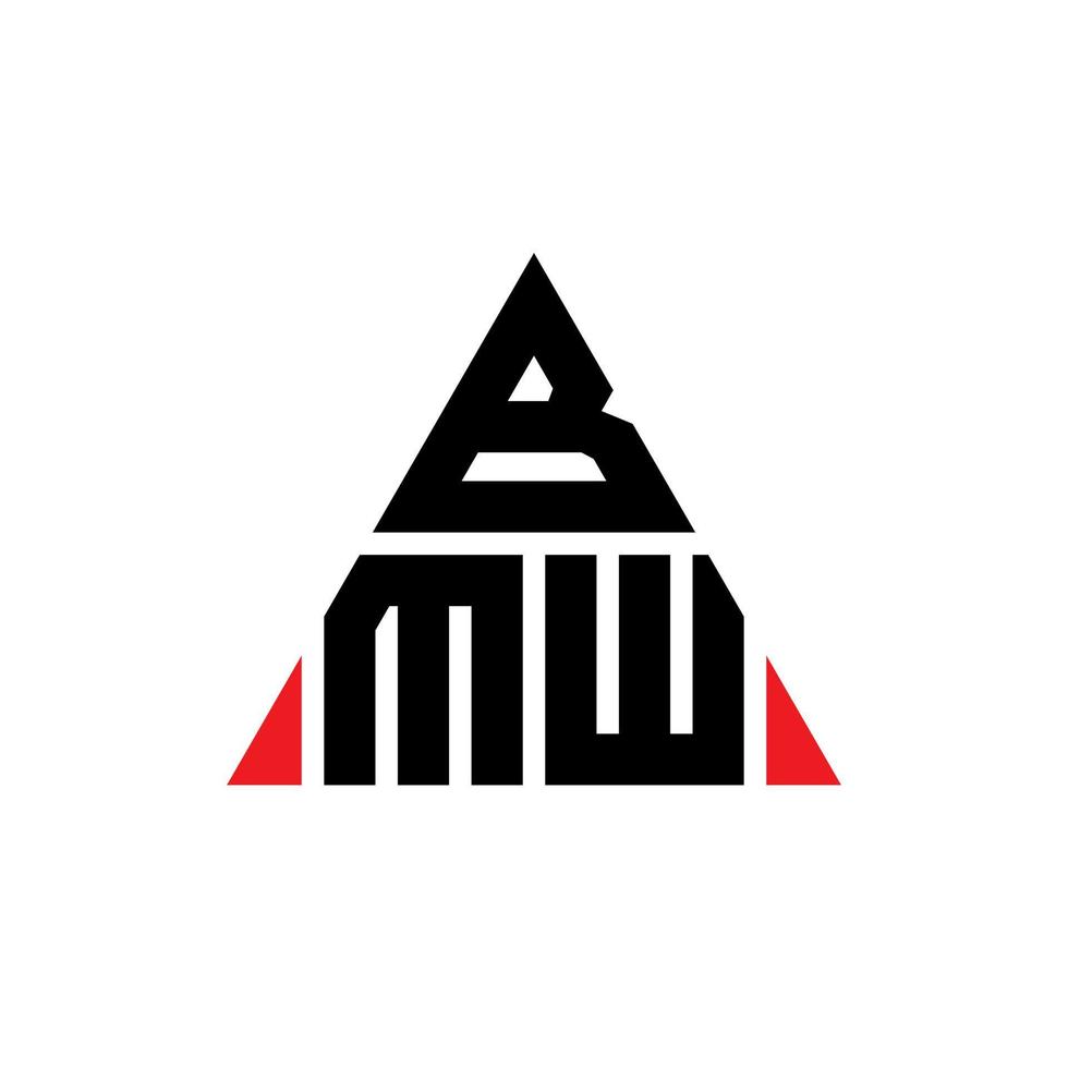 design del logo della lettera triangolo bmw con forma triangolare. monogramma di design del logo triangolo bmw. modello di logo vettoriale triangolo bmw con colore rosso. logo triangolare bmw logo semplice, elegante e lussuoso.