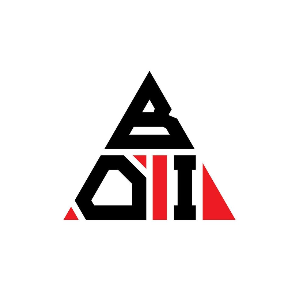 design del logo della lettera del triangolo boi con forma triangolare. monogramma di design del logo del triangolo boi. modello di logo vettoriale triangolo boi con colore rosso. logo triangolare boi logo semplice, elegante e lussuoso.