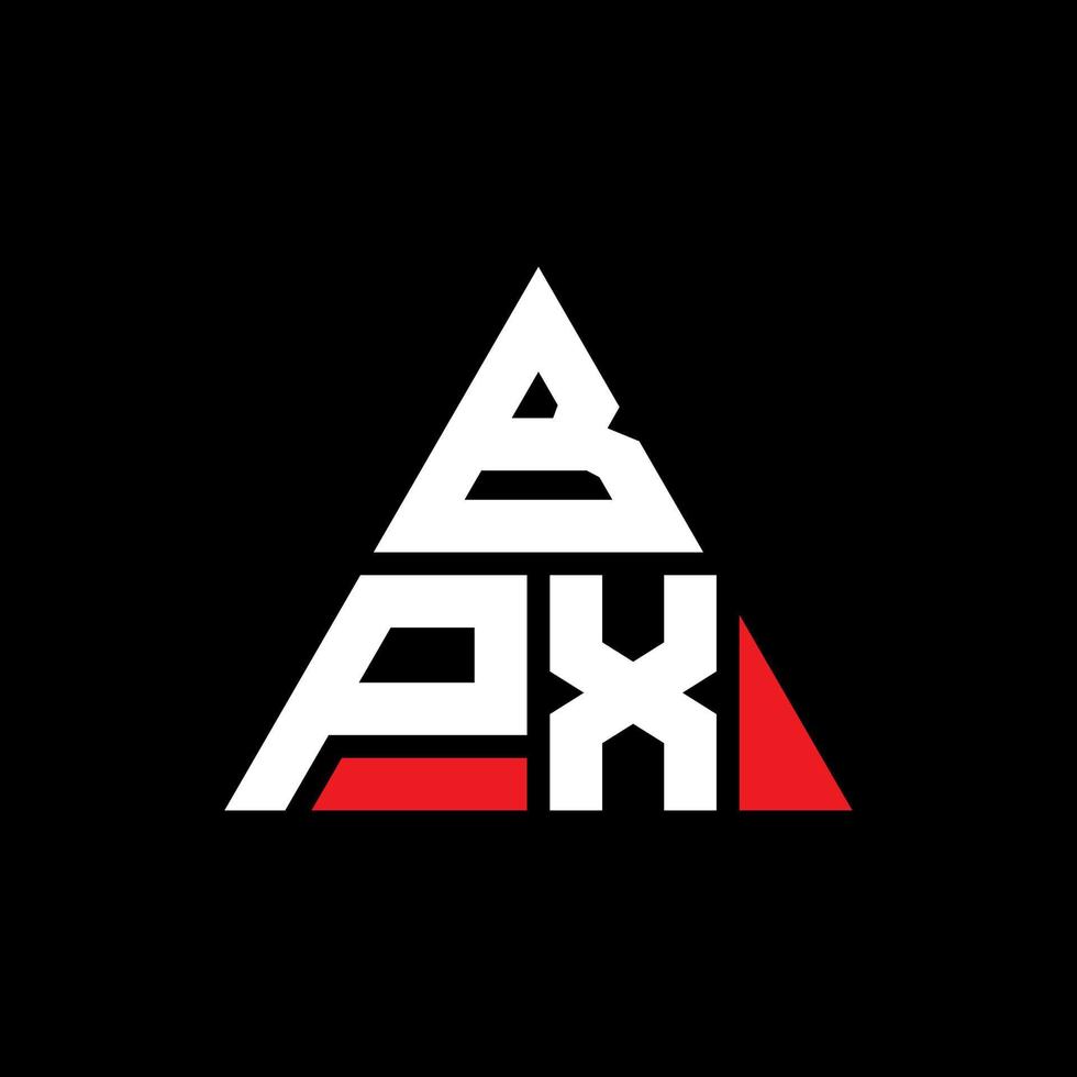 design del logo della lettera triangolare bpx con forma triangolare. monogramma di progettazione del logo del triangolo bpx. modello di logo vettoriale triangolo bpx con colore rosso. bpx logo triangolare logo semplice, elegante e lussuoso.