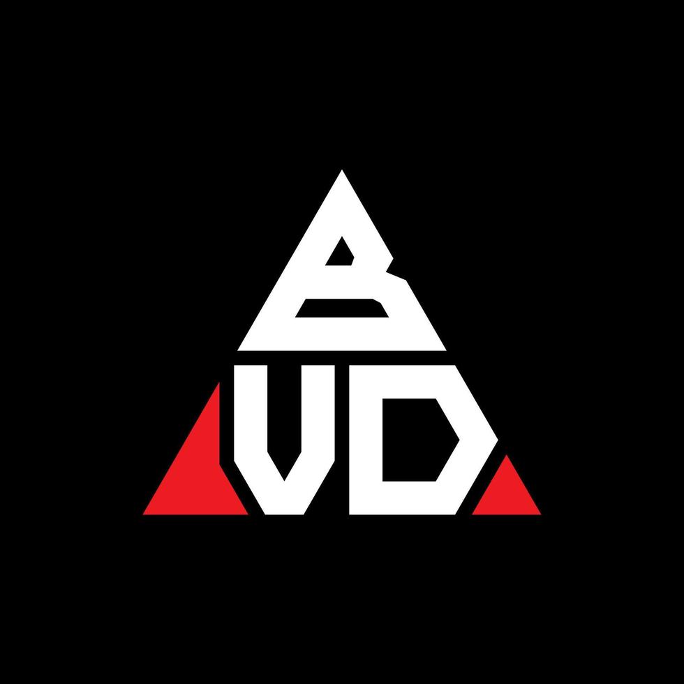 design del logo della lettera del triangolo bvd con forma triangolare. bvd triangolo logo design monogramma. modello di logo vettoriale triangolo bvd con colore rosso. bvd logo triangolare logo semplice, elegante e lussuoso.