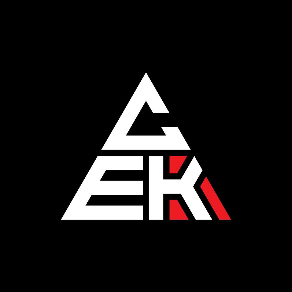 design del logo della lettera triangolare cek con forma triangolare. monogramma di design del logo del triangolo cek. modello di logo vettoriale triangolo cek con colore rosso. cek logo triangolare logo semplice, elegante e lussuoso.