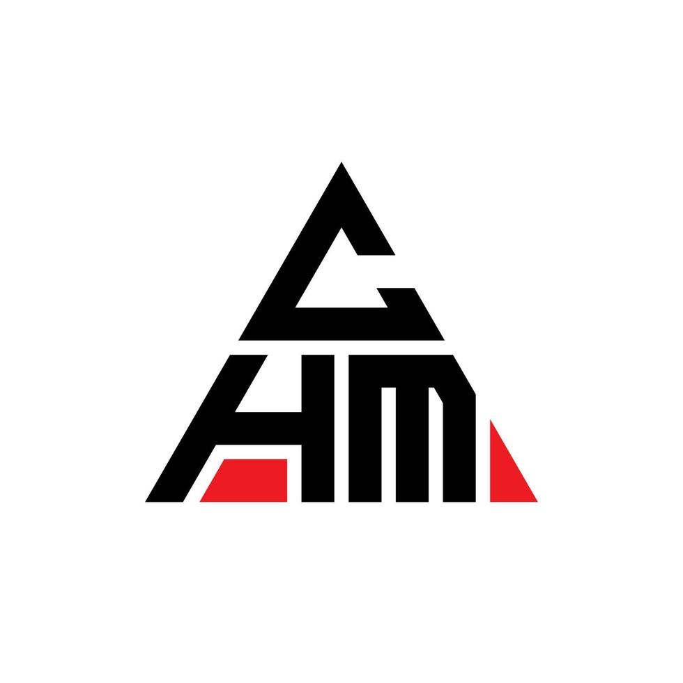 design del logo della lettera del triangolo chm con forma triangolare. monogramma di design del logo del triangolo chm. modello di logo vettoriale triangolo chm con colore rosso. logo triangolare chm logo semplice, elegante e lussuoso.