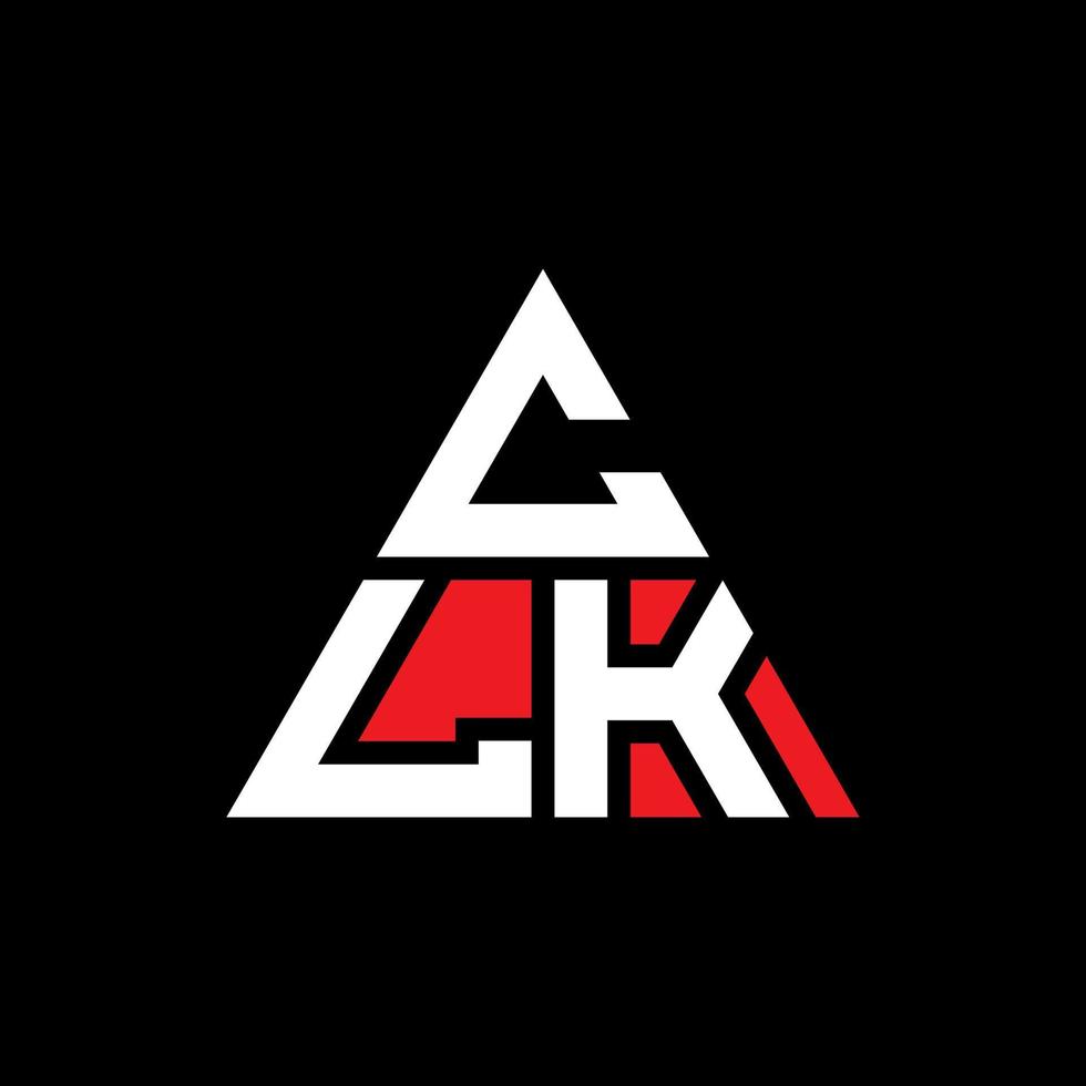 clk triangolo lettera logo design con forma triangolare. monogramma di progettazione del logo del triangolo clk. modello di logo vettoriale triangolo clk con colore rosso. logo triangolare clk logo semplice, elegante e lussuoso.