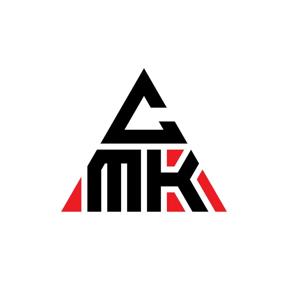 design del logo della lettera triangolare cmk con forma triangolare. monogramma di design con logo triangolo cmk. modello di logo vettoriale triangolo cmk con colore rosso. logo triangolare cmk logo semplice, elegante e lussuoso.
