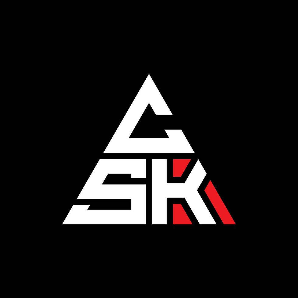 csk triangolo lettera logo design con forma triangolare. monogramma di design del logo del triangolo csk. modello di logo vettoriale triangolo csk con colore rosso. csk logo triangolare logo semplice, elegante e lussuoso.