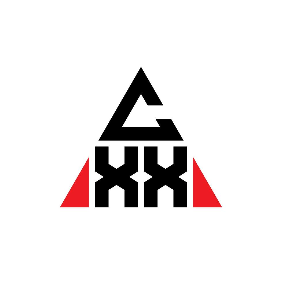 cxx triangolo logo design lettera con forma triangolare. monogramma del design del logo del triangolo cxx. modello di logo vettoriale triangolo cxx con colore rosso. cxx logo triangolare logo semplice, elegante e lussuoso.