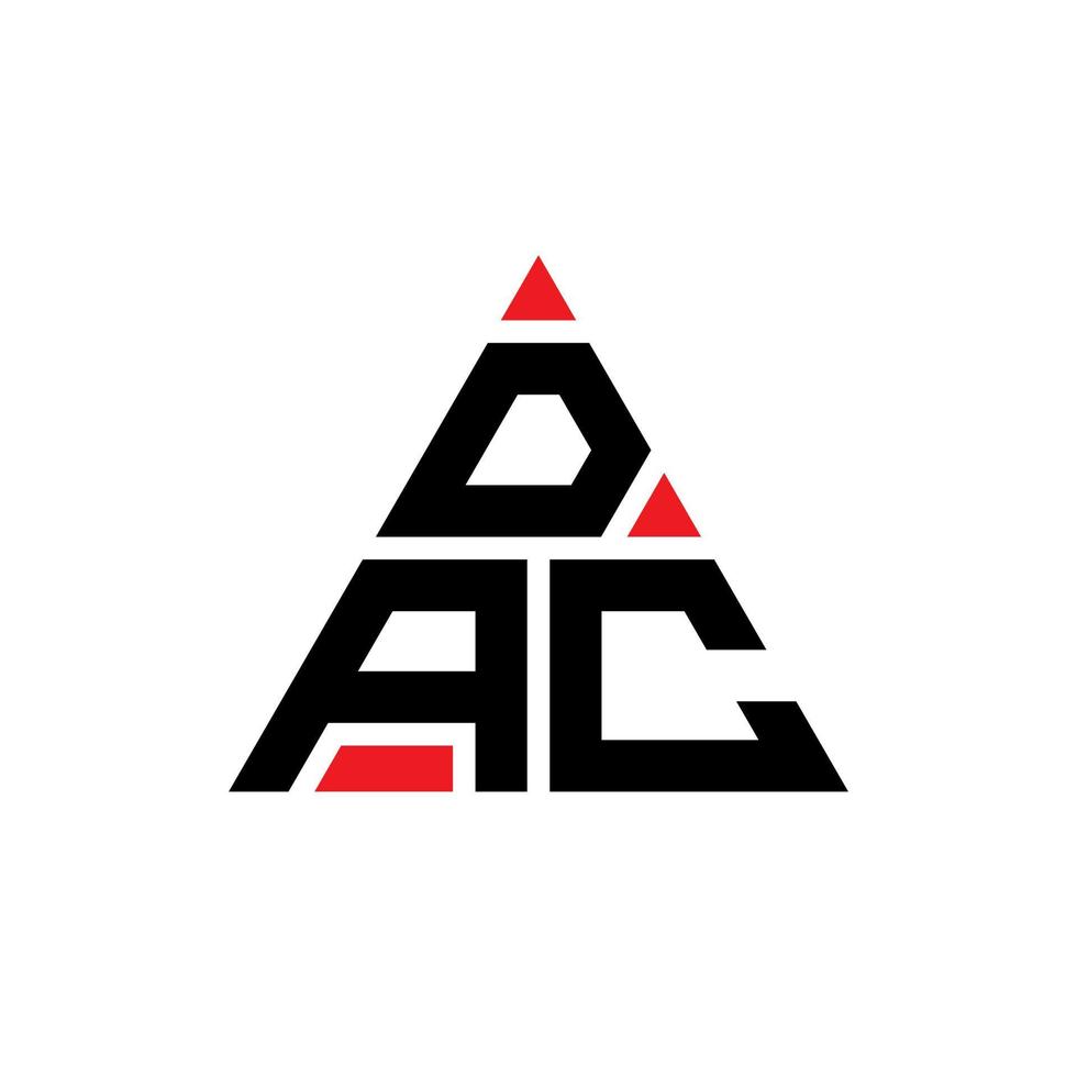 design del logo della lettera del triangolo dac con forma triangolare. monogramma di design del logo del triangolo dac. modello di logo vettoriale triangolo dac con colore rosso. dac logo triangolare logo semplice, elegante e lussuoso.