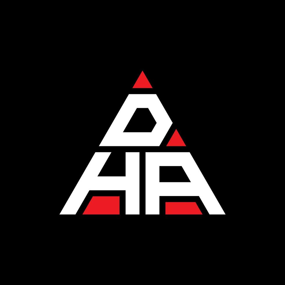 design del logo della lettera del triangolo dha con forma triangolare. monogramma di design del logo del triangolo dha. modello di logo vettoriale triangolo dha con colore rosso. logo triangolare dha logo semplice, elegante e lussuoso.