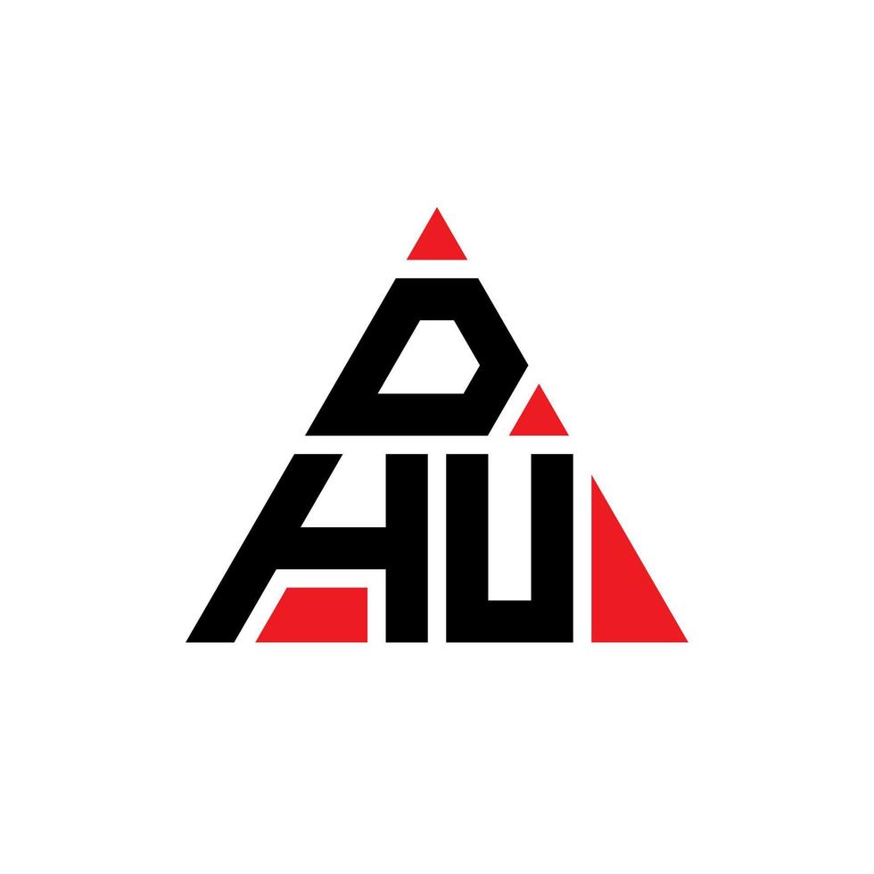 design del logo della lettera del triangolo dhu con forma triangolare. dhu triangolo logo design monogramma. modello di logo vettoriale triangolo dhu con colore rosso. dhu logo triangolare logo semplice, elegante e lussuoso.