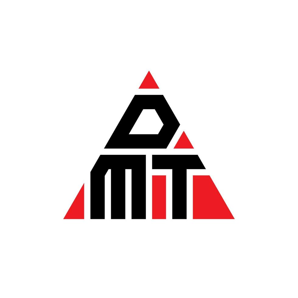 design del logo della lettera del triangolo dmt con forma triangolare. monogramma di design del logo del triangolo dmt. modello di logo vettoriale triangolo dmt con colore rosso. dmt logo triangolare logo semplice, elegante e lussuoso.