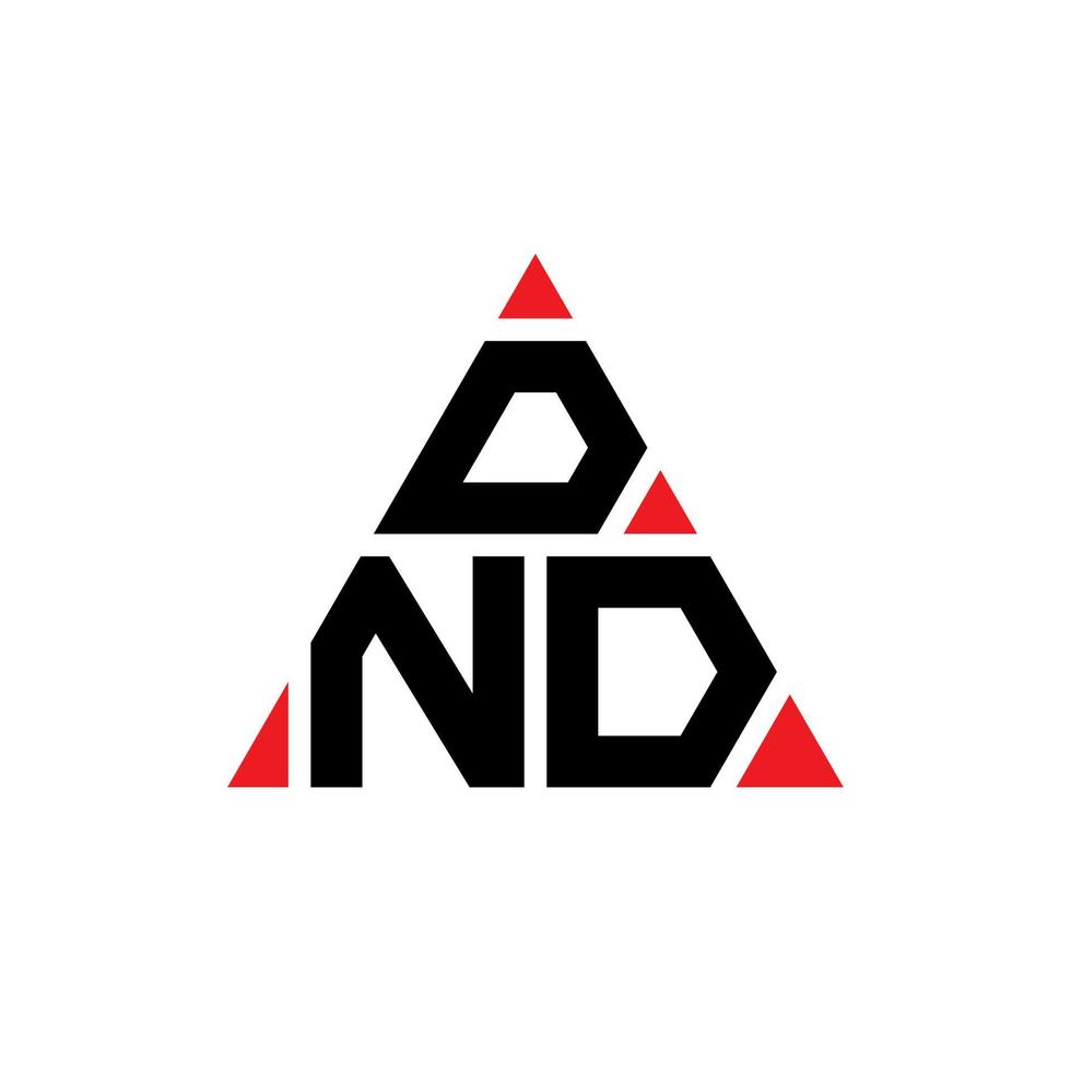 design del logo della lettera triangolare dnd con forma triangolare. monogramma di design del logo del triangolo dnd. modello di logo vettoriale triangolo dnd con colore rosso. dnd logo triangolare logo semplice, elegante e lussuoso.