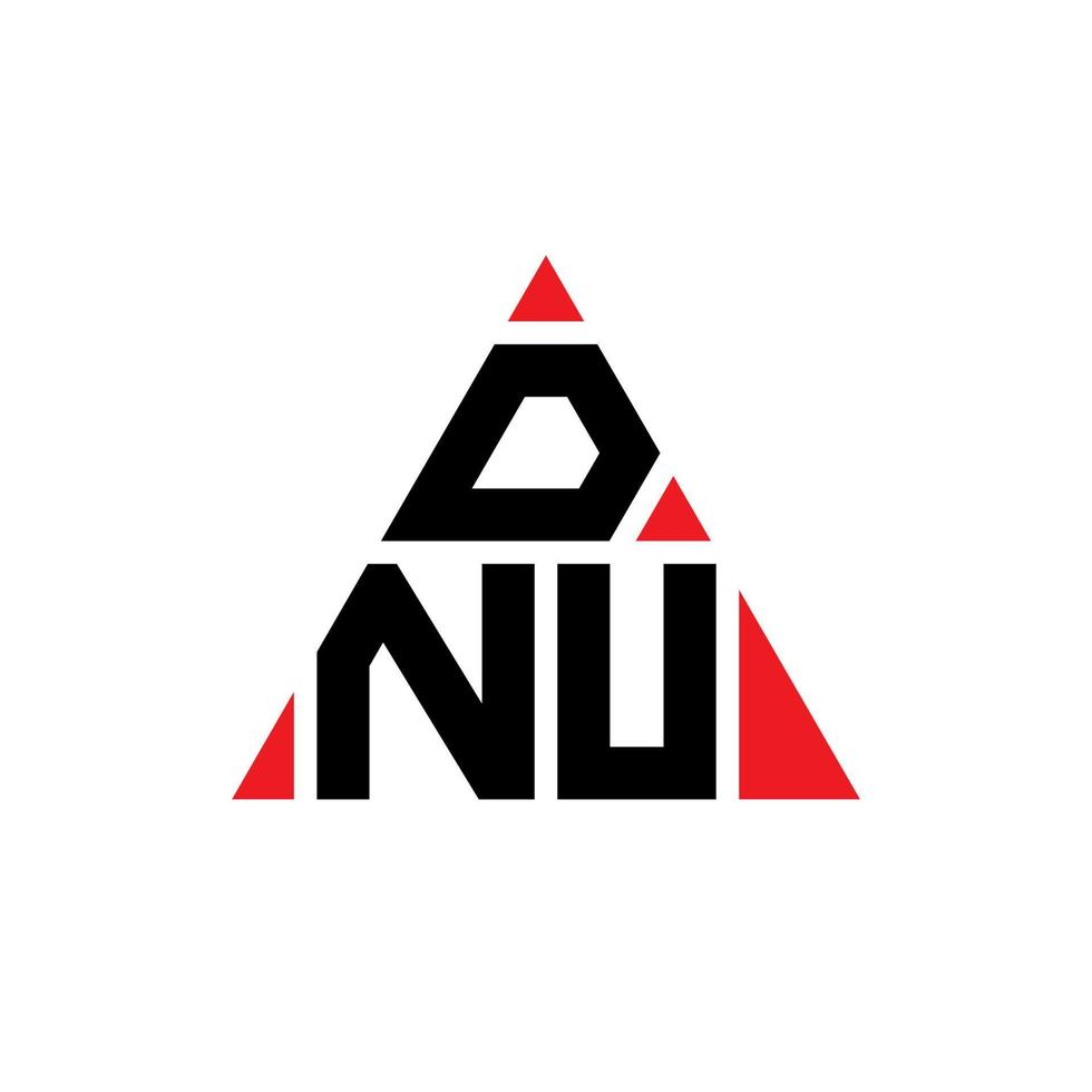 design del logo della lettera del triangolo dnu con forma triangolare. dnu triangolo logo design monogramma. modello di logo vettoriale triangolo dnu con colore rosso. dnu logo triangolare logo semplice, elegante e lussuoso.