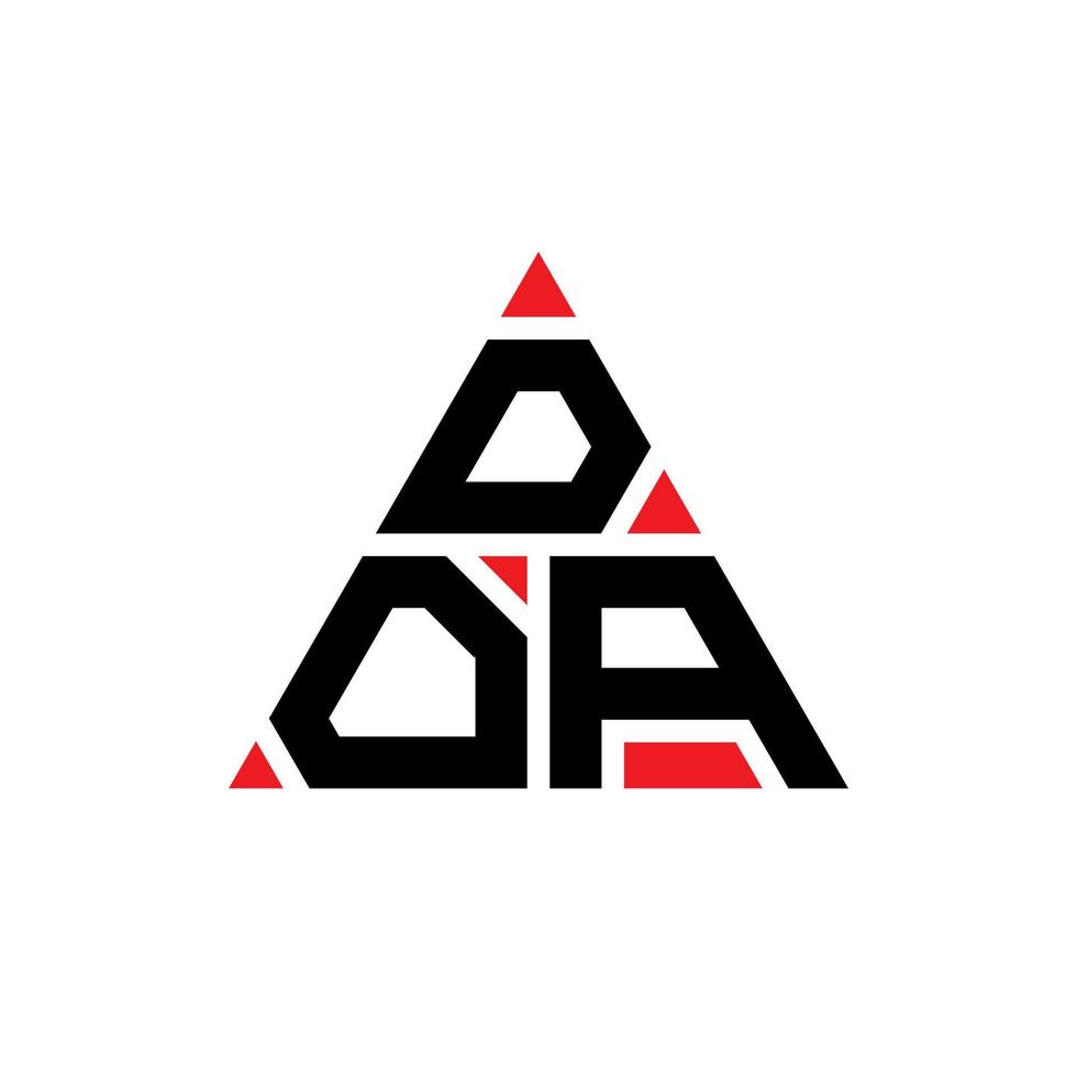 design del logo della lettera triangolare doa con forma triangolare. monogramma di design del logo del triangolo doa. modello di logo vettoriale triangolo doa con colore rosso. logo triangolare doa logo semplice, elegante e lussuoso.