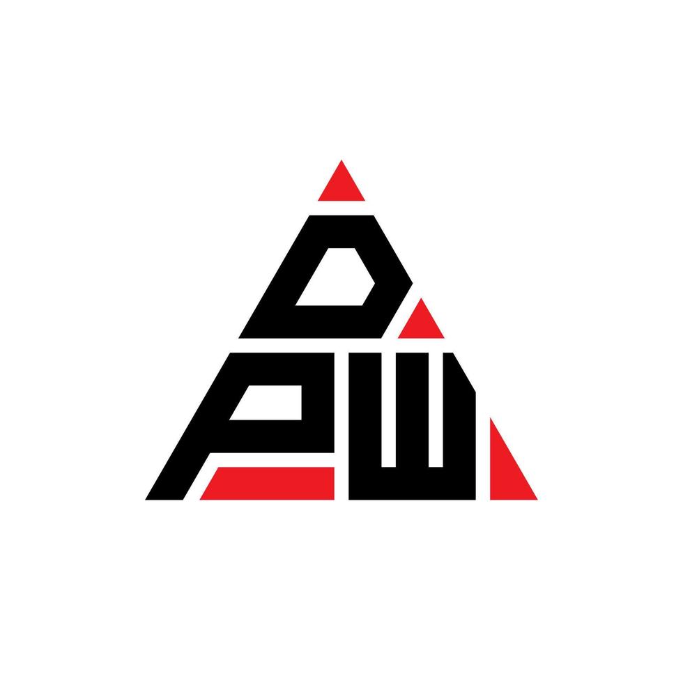 design del logo della lettera del triangolo dpw con forma triangolare. monogramma di design del logo del triangolo dpw. modello di logo vettoriale triangolo dpw con colore rosso. dpw logo triangolare logo semplice, elegante e lussuoso.