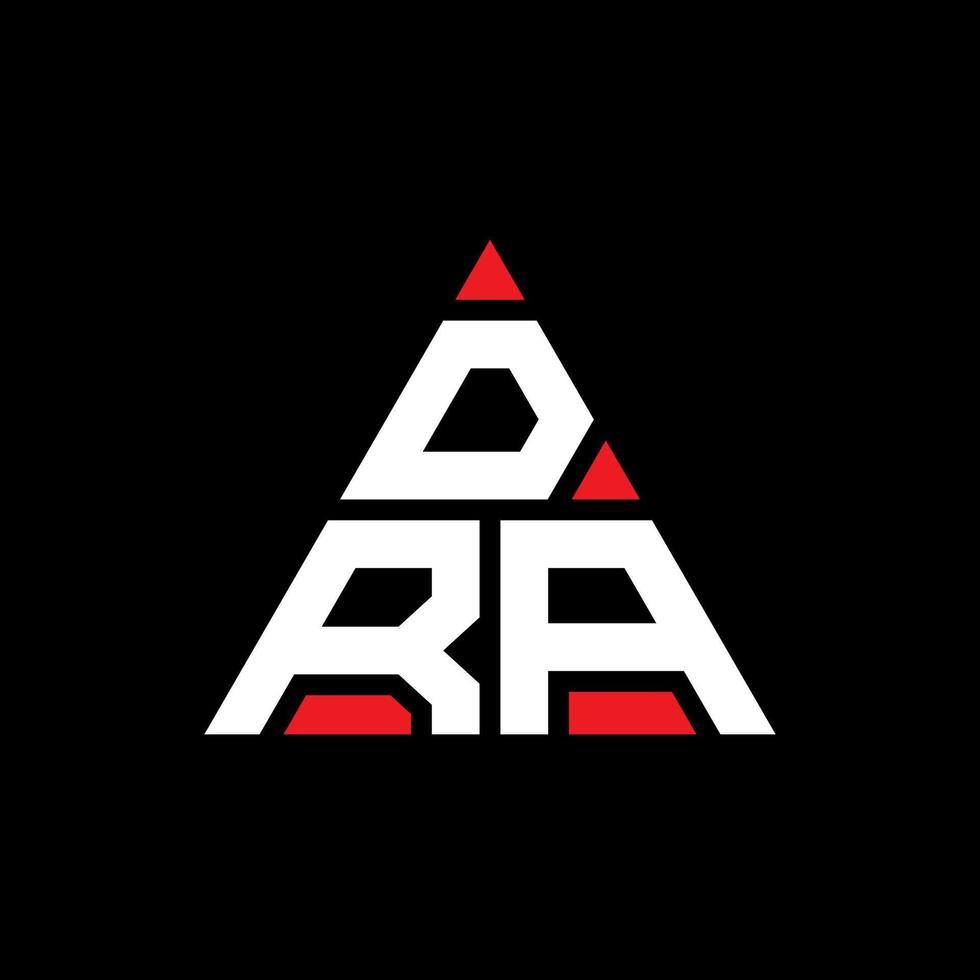 design del logo della lettera triangolare dra con forma triangolare. monogramma di design del logo del triangolo dra. modello di logo vettoriale triangolo dra con colore rosso. dra logo triangolare logo semplice, elegante e lussuoso.