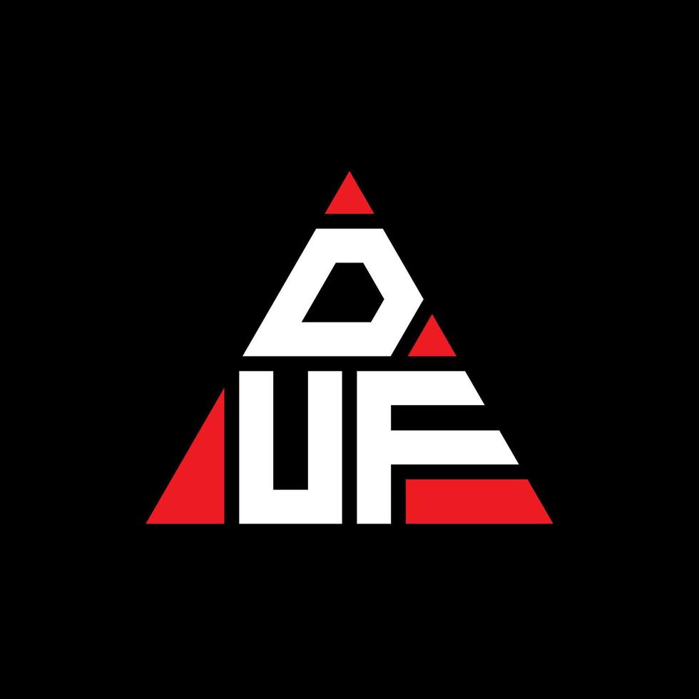design del logo della lettera triangolare duf con forma triangolare. duf triangolo logo design monogramma. modello di logo vettoriale triangolo duf con colore rosso. duf logo triangolare logo semplice, elegante e lussuoso.