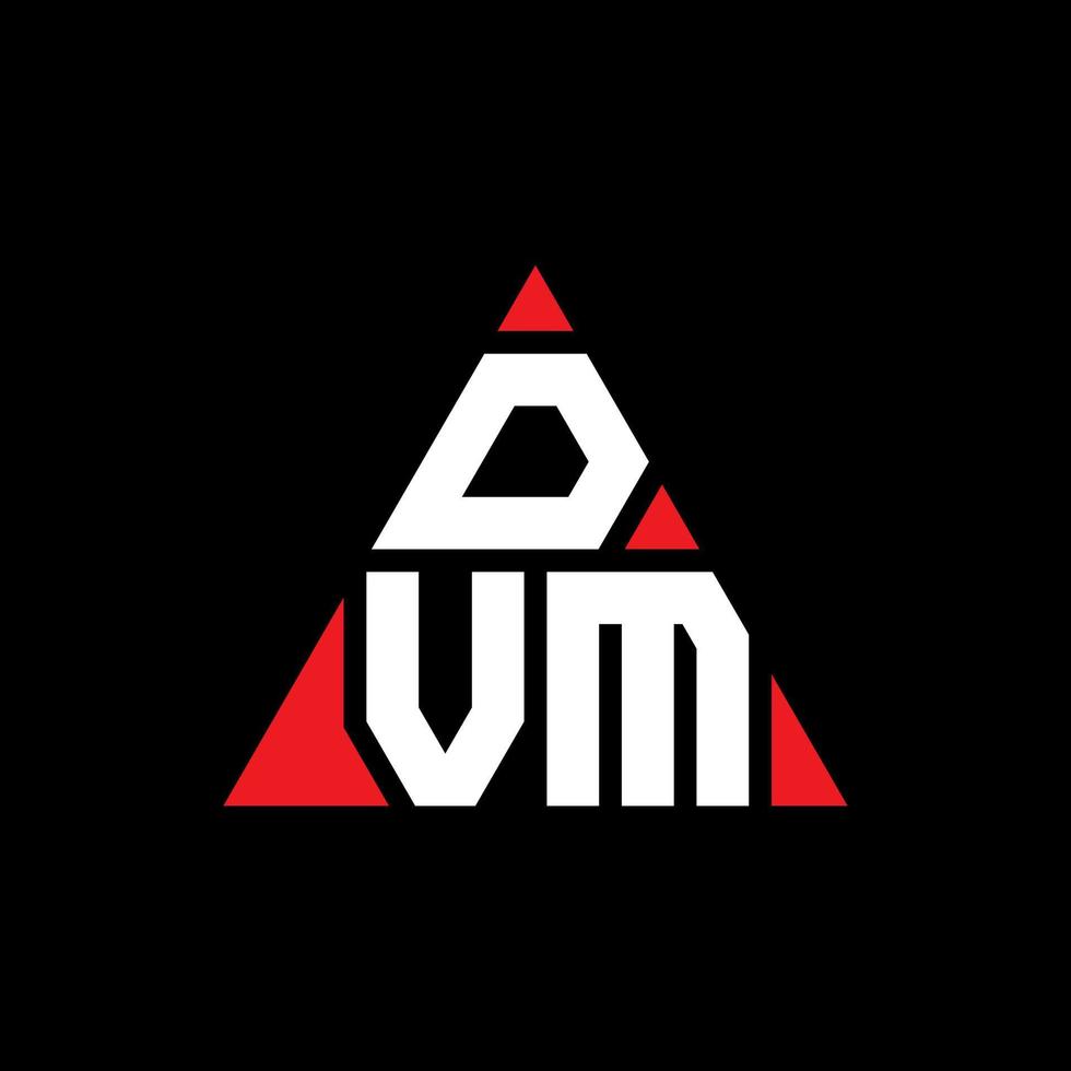 design del logo della lettera del triangolo dvm con forma triangolare. monogramma di design del logo del triangolo dvm. modello di logo vettoriale triangolo dvm con colore rosso. dvm logo triangolare logo semplice, elegante e lussuoso.