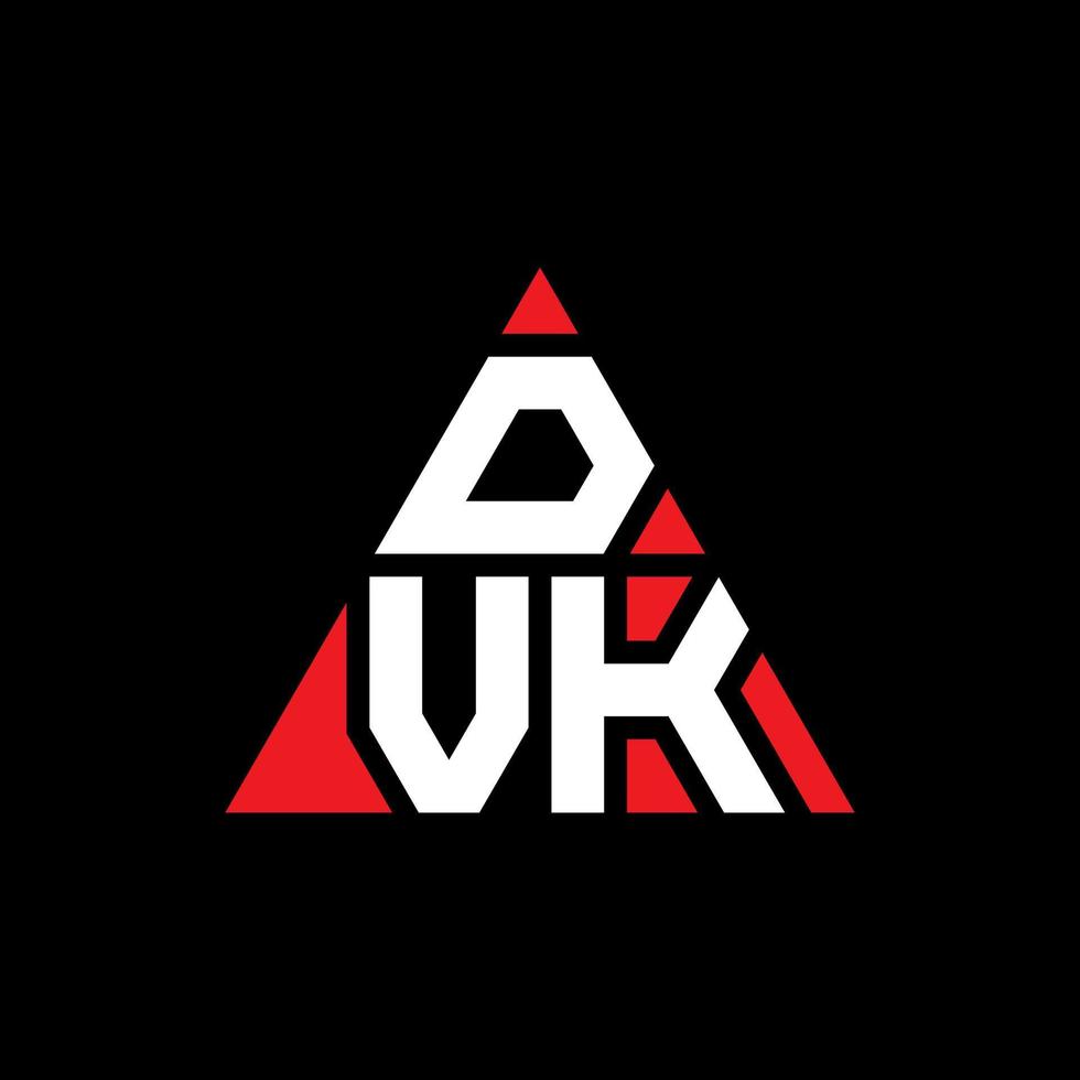design del logo della lettera del triangolo dvk con forma triangolare. dvk triangolo logo design monogramma. modello di logo vettoriale triangolo dvk con colore rosso. dvk logo triangolare logo semplice, elegante e lussuoso.