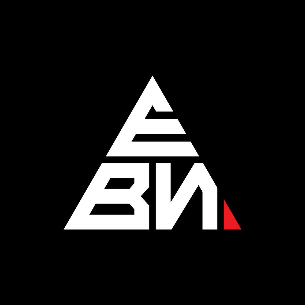 design del logo della lettera triangolare ebn con forma triangolare. ebn triangolo logo design monogramma. modello di logo vettoriale triangolo ebn con colore rosso. ebn logo triangolare logo semplice, elegante e lussuoso.