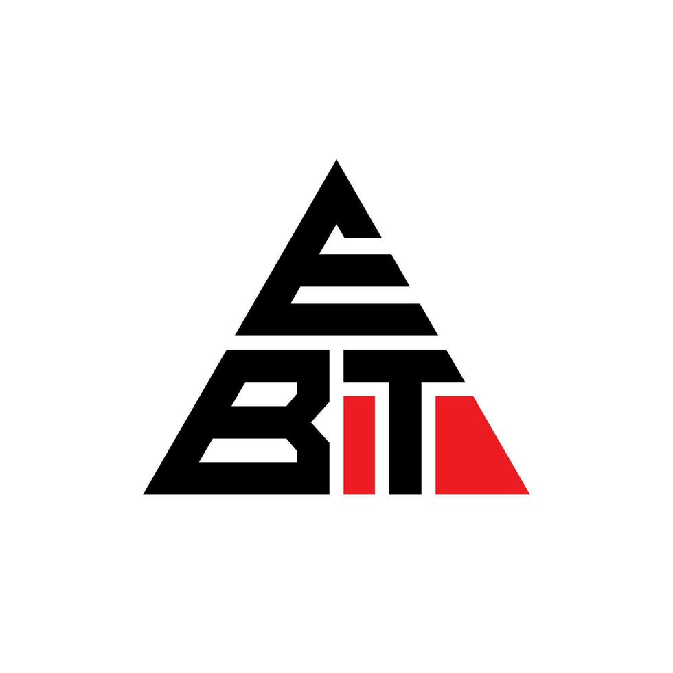 design del logo della lettera triangolare ebt con forma triangolare. monogramma ebt triangolo logo design. modello di logo vettoriale triangolo ebt con colore rosso. logo triangolare ebt logo semplice, elegante e lussuoso.