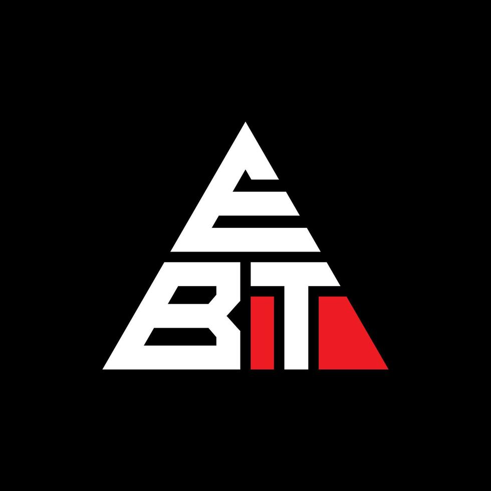 design del logo della lettera triangolare ebt con forma triangolare. monogramma ebt triangolo logo design. modello di logo vettoriale triangolo ebt con colore rosso. logo triangolare ebt logo semplice, elegante e lussuoso.