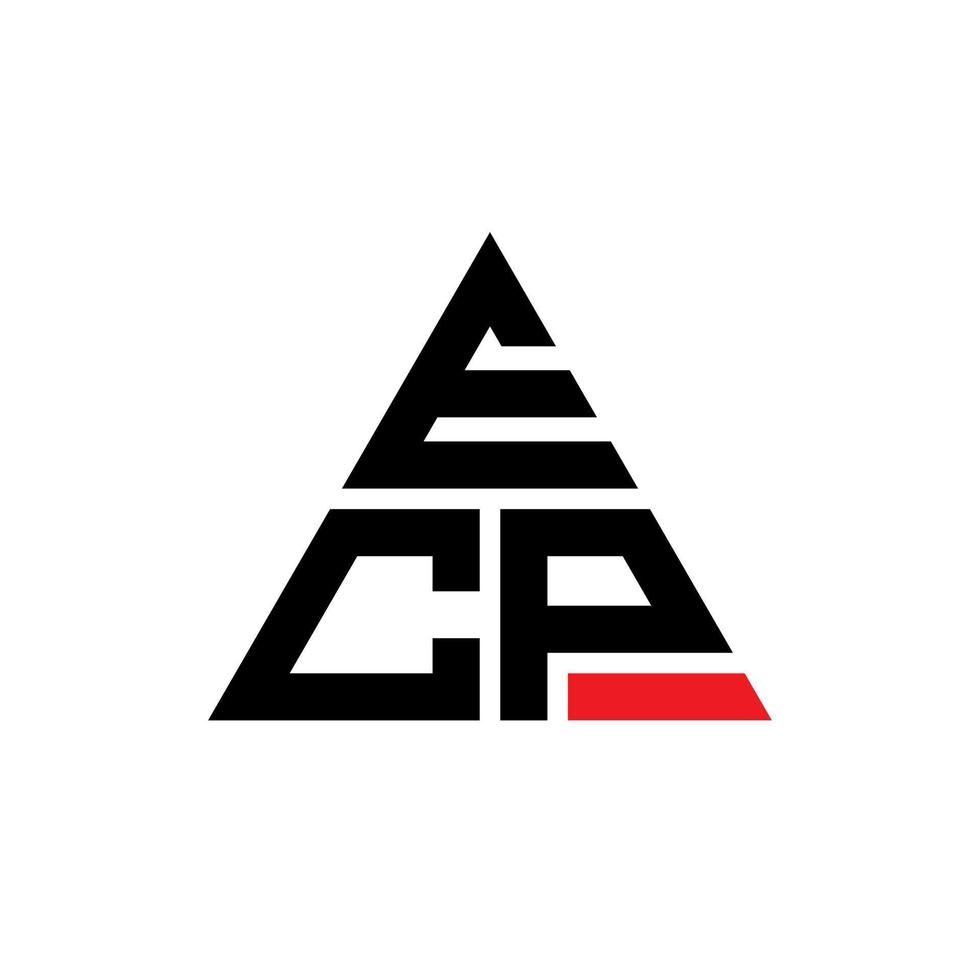 design del logo della lettera triangolare ecp con forma triangolare. monogramma di design del logo del triangolo ecp. modello di logo vettoriale triangolo ecp con colore rosso. logo triangolare ecp logo semplice, elegante e lussuoso.