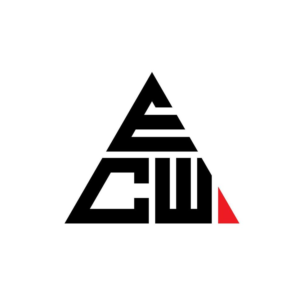 design del logo della lettera del triangolo ecw con forma triangolare. monogramma ecw triangolo logo design. modello di logo vettoriale triangolo ecw con colore rosso. logo triangolare ecw logo semplice, elegante e lussuoso.