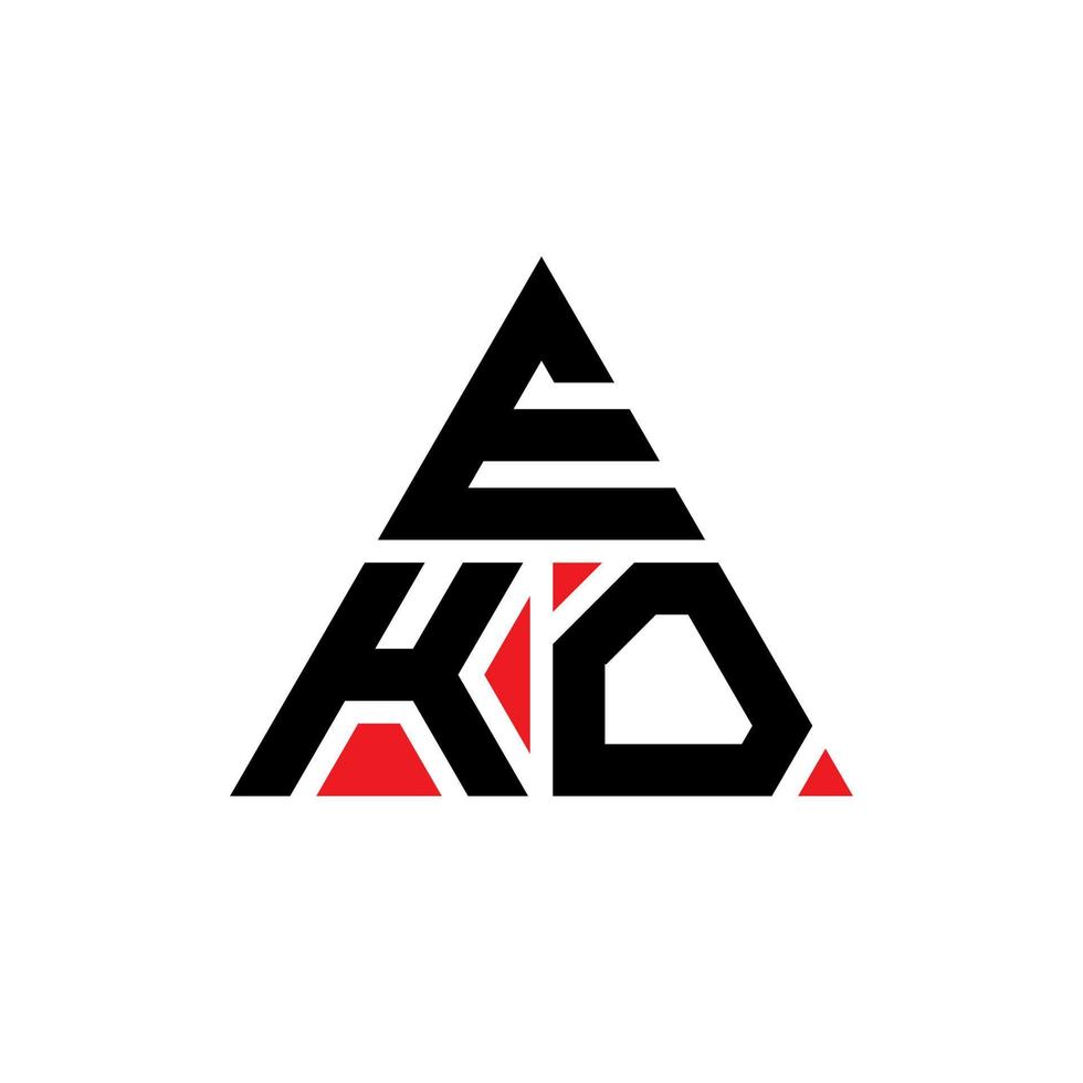 eko triangolo lettera logo design con forma triangolare. monogramma eko triangolo logo design. modello di logo vettoriale triangolo eko con colore rosso. logo triangolare eko logo semplice, elegante e lussuoso.