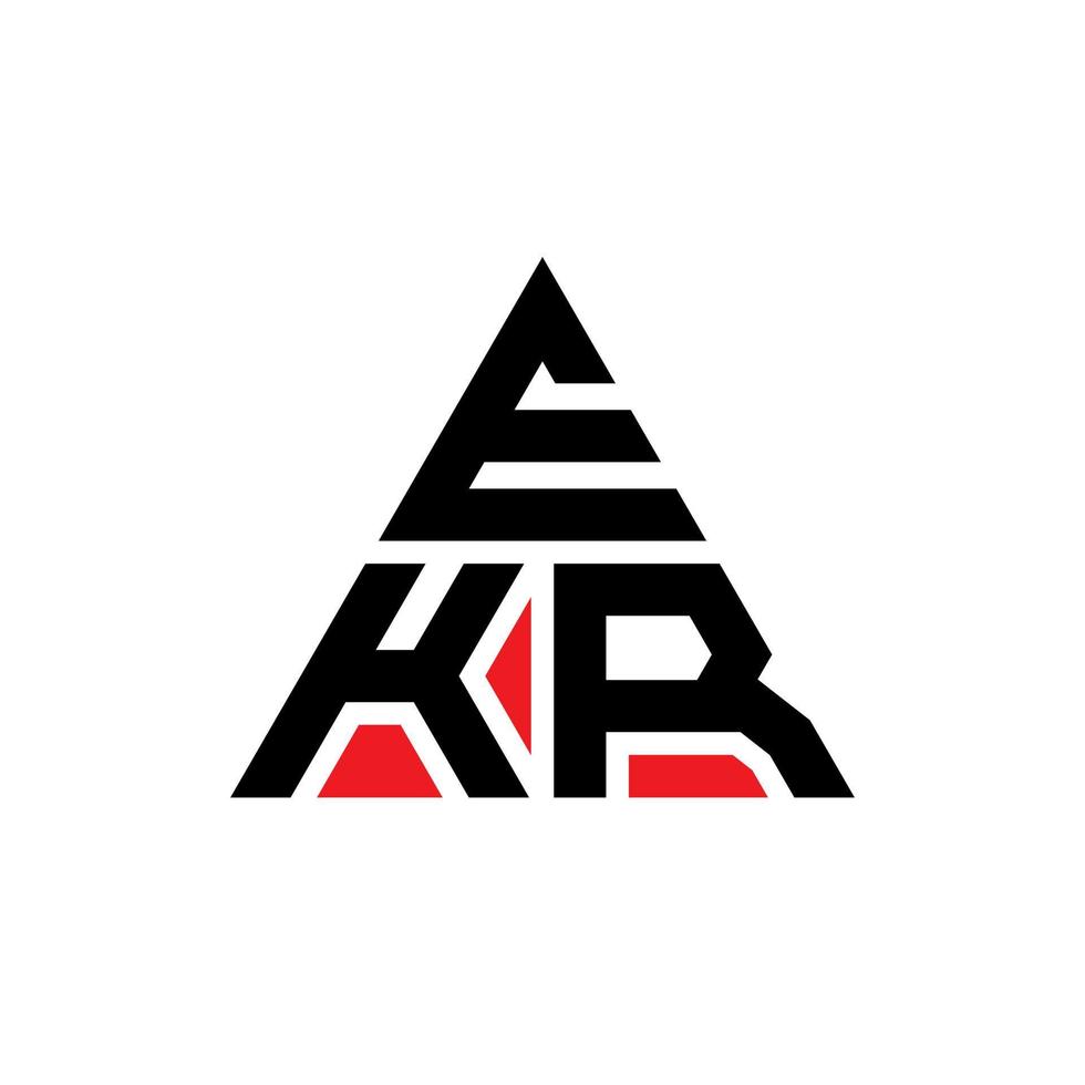 design del logo della lettera triangolare ekr con forma triangolare. monogramma di design del logo del triangolo ekr. modello di logo vettoriale triangolo ekr con colore rosso. logo triangolare ekr logo semplice, elegante e lussuoso.