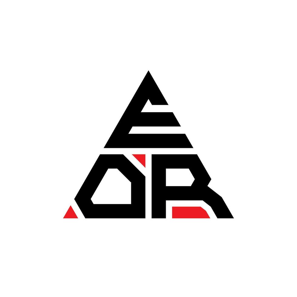 design del logo della lettera triangolare eor con forma triangolare. monogramma eor triangolo logo design. modello di logo vettoriale triangolo eor con colore rosso. eor logo triangolare logo semplice, elegante e lussuoso.