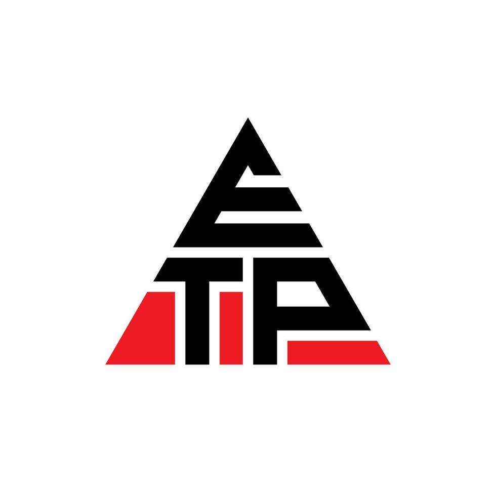 design del logo della lettera triangolo etp con forma triangolare. etp triangolo logo design monogramma. modello di logo vettoriale triangolo etp con colore rosso. etp logo triangolare logo semplice, elegante e lussuoso.