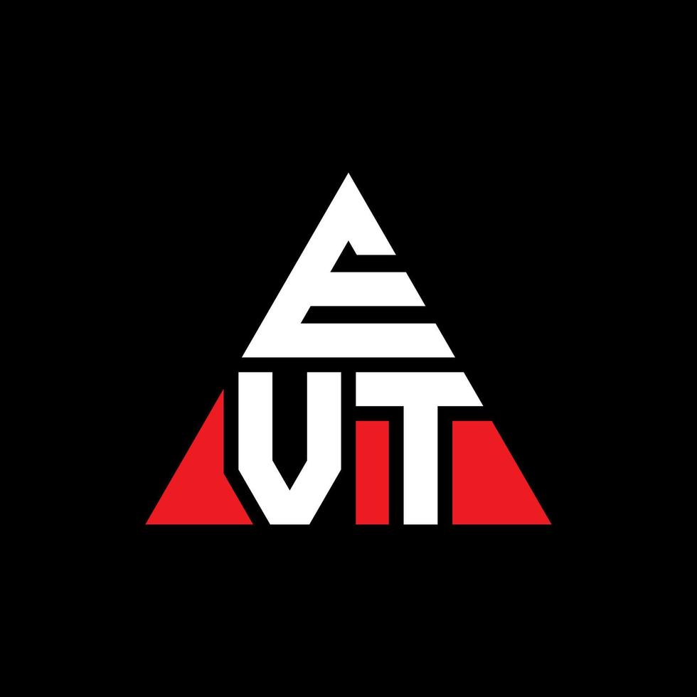 design del logo della lettera del triangolo evt con forma triangolare. evt triangolo logo design monogramma. modello di logo vettoriale triangolo evt con colore rosso. evt logo triangolare logo semplice, elegante e lussuoso.