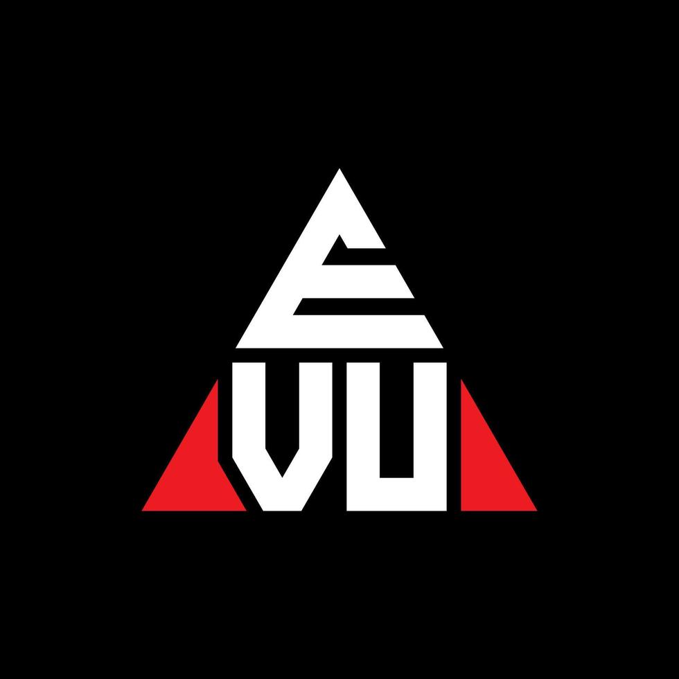 design del logo della lettera del triangolo evu con forma triangolare. evu triangolo logo design monogramma. modello di logo vettoriale triangolo evu con colore rosso. logo triangolare evu logo semplice, elegante e lussuoso.