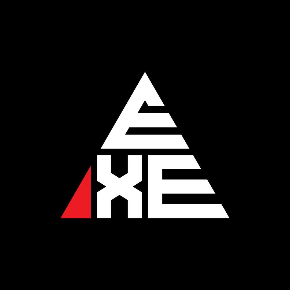 design del logo della lettera del triangolo exe con forma triangolare. exe triangolo logo design monogramma. modello di logo vettoriale triangolo exe con colore rosso. exe logo triangolare logo semplice, elegante e lussuoso.