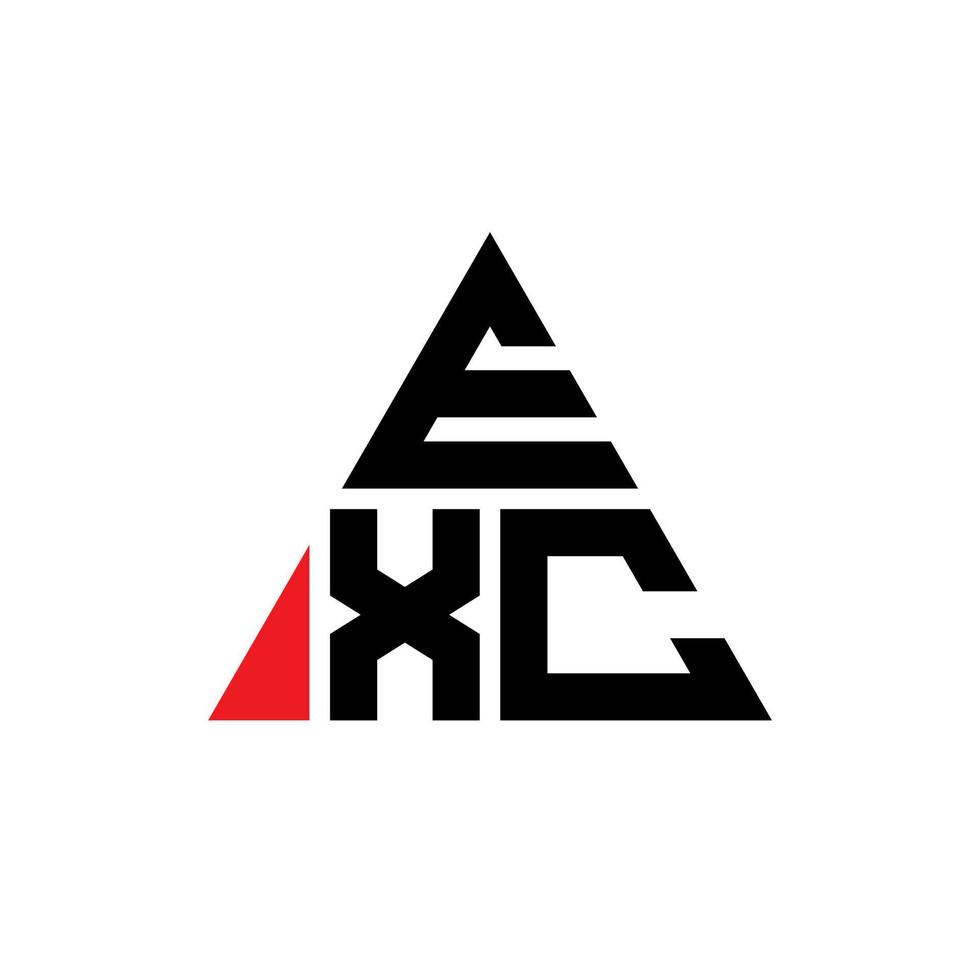 design del logo della lettera del triangolo exc con forma triangolare. monogramma di design con logo triangolo ecc. modello di logo vettoriale triangolo exc con colore rosso. logo triangolare exc logo semplice, elegante e lussuoso.