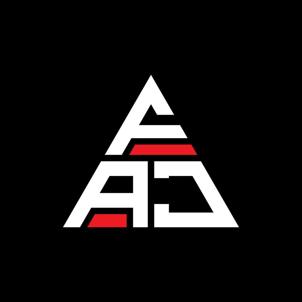 design del logo della lettera triangolo faj con forma triangolare. monogramma faj triangolo logo design. modello di logo vettoriale triangolo faj con colore rosso. faj logo triangolare logo semplice, elegante e lussuoso.