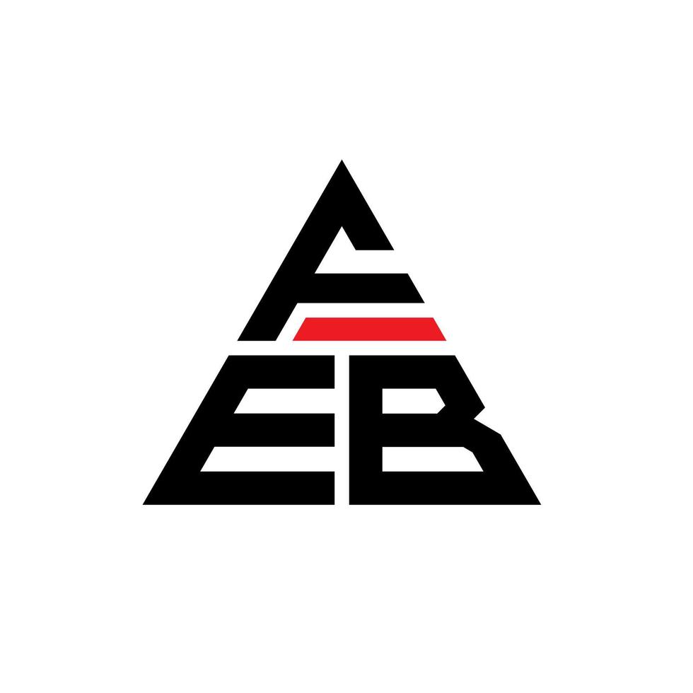 design del logo della lettera del triangolo feb con forma triangolare. feb triangolo logo design monogramma. modello di logo vettoriale triangolo feb con colore rosso. feb logo triangolare logo semplice, elegante e lussuoso.