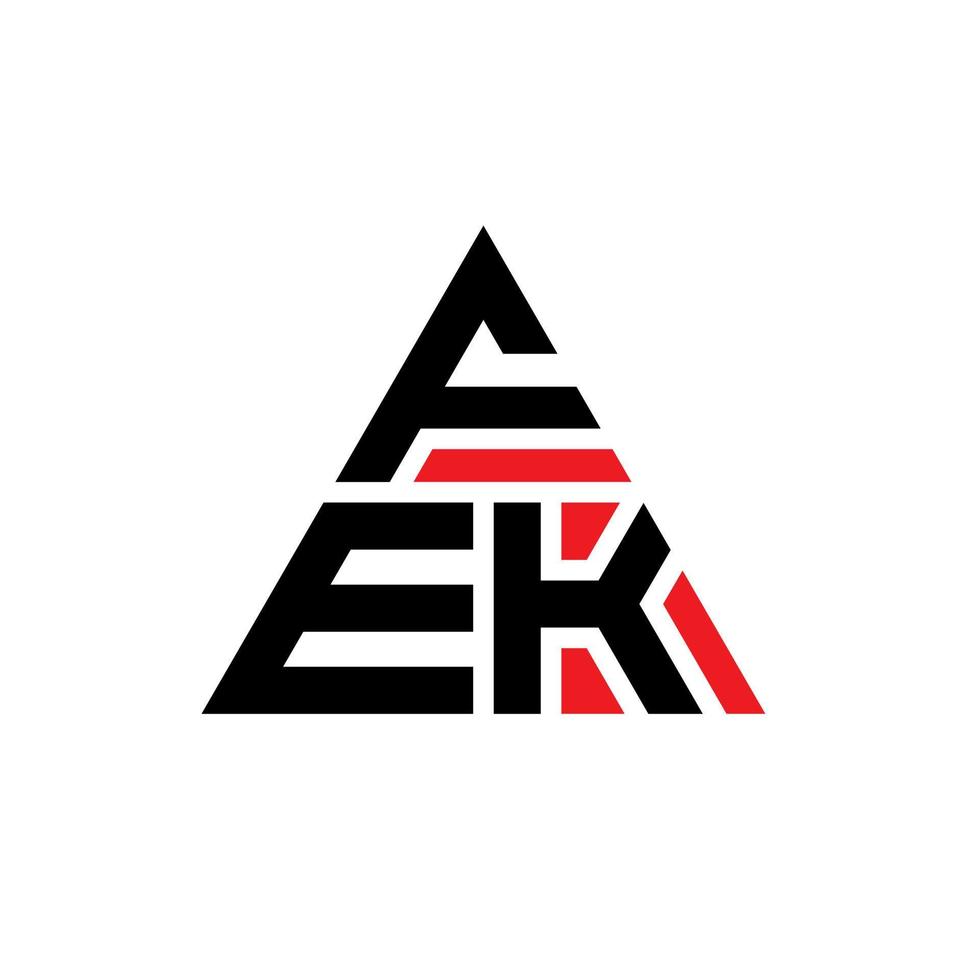 design del logo della lettera triangolare fek con forma triangolare. monogramma di design del logo del triangolo fek. modello di logo vettoriale triangolo fek con colore rosso. logo triangolare fek logo semplice, elegante e lussuoso.