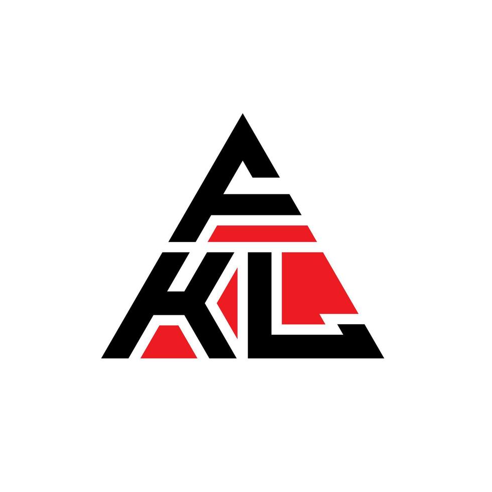 design del logo della lettera triangolare fkl con forma triangolare. monogramma di design del logo del triangolo fkl. modello di logo vettoriale triangolo fkl con colore rosso. logo triangolare fkl logo semplice, elegante e lussuoso.